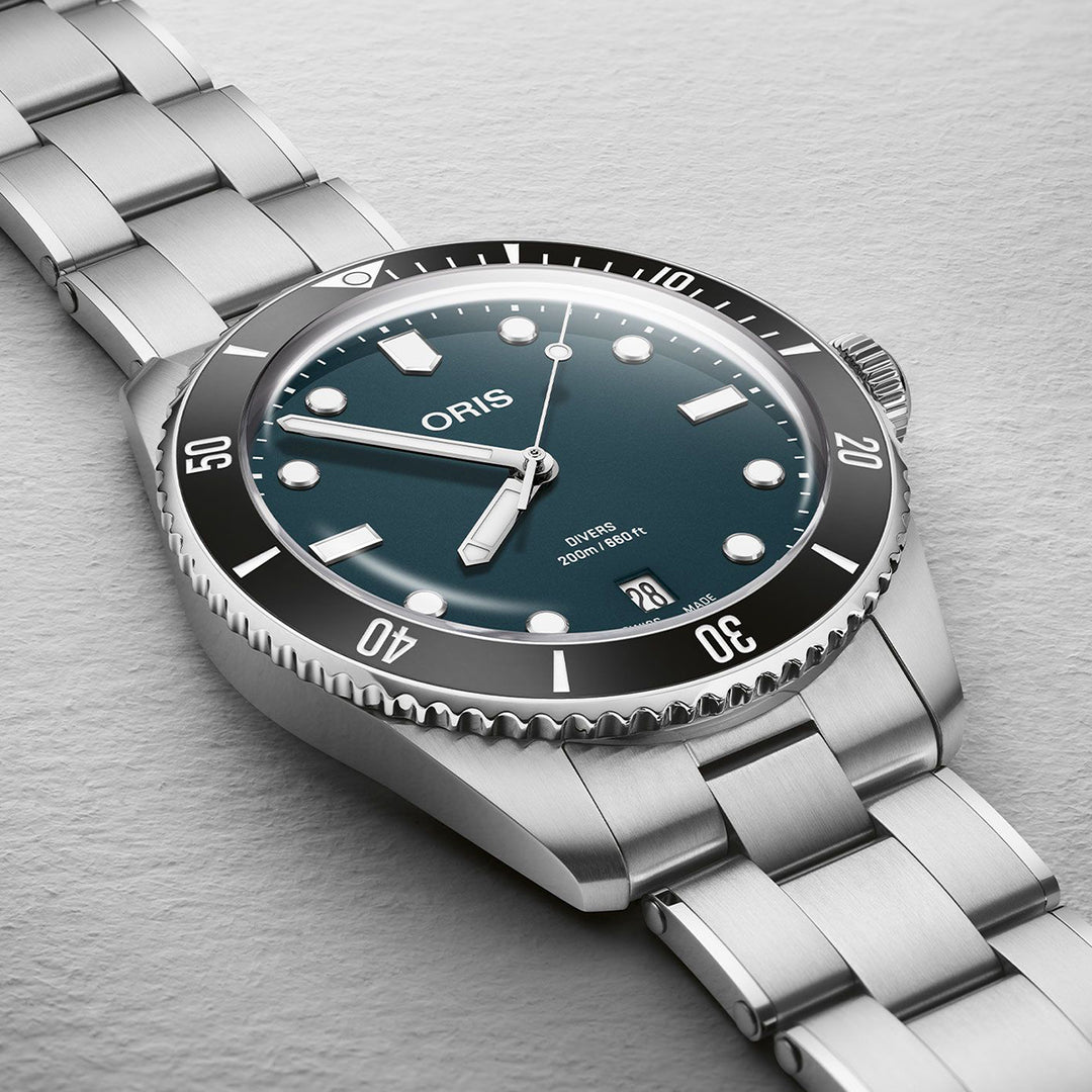 Oris Men's Silver Tone Case Blue Dial Automatic Watch