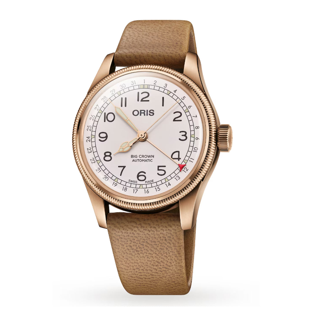 Oris Men's Bronze Tone Case White Dial Limited Edition Pointer Date Automatic Watch