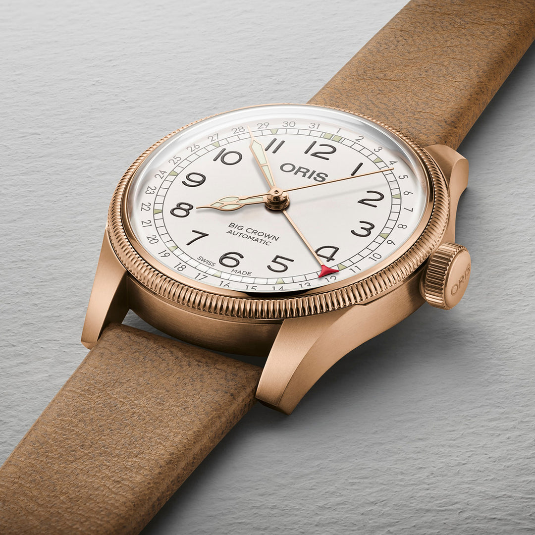 Oris Men's Bronze Tone Case White Dial Limited Edition Pointer Date Automatic Watch