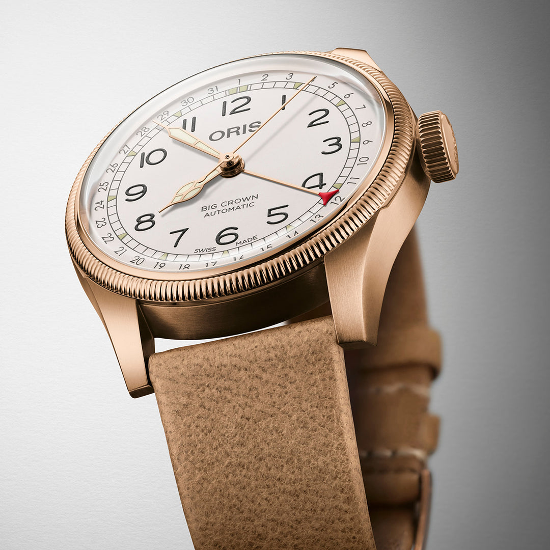 Oris Men's Bronze Tone Case White Dial Limited Edition Pointer Date Automatic Watch