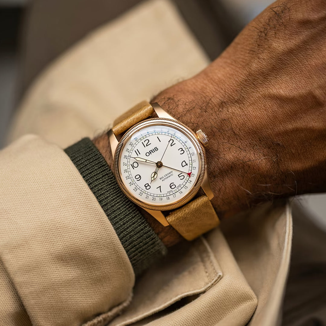Oris Men's Bronze Tone Case White Dial Limited Edition Pointer Date Automatic Watch
