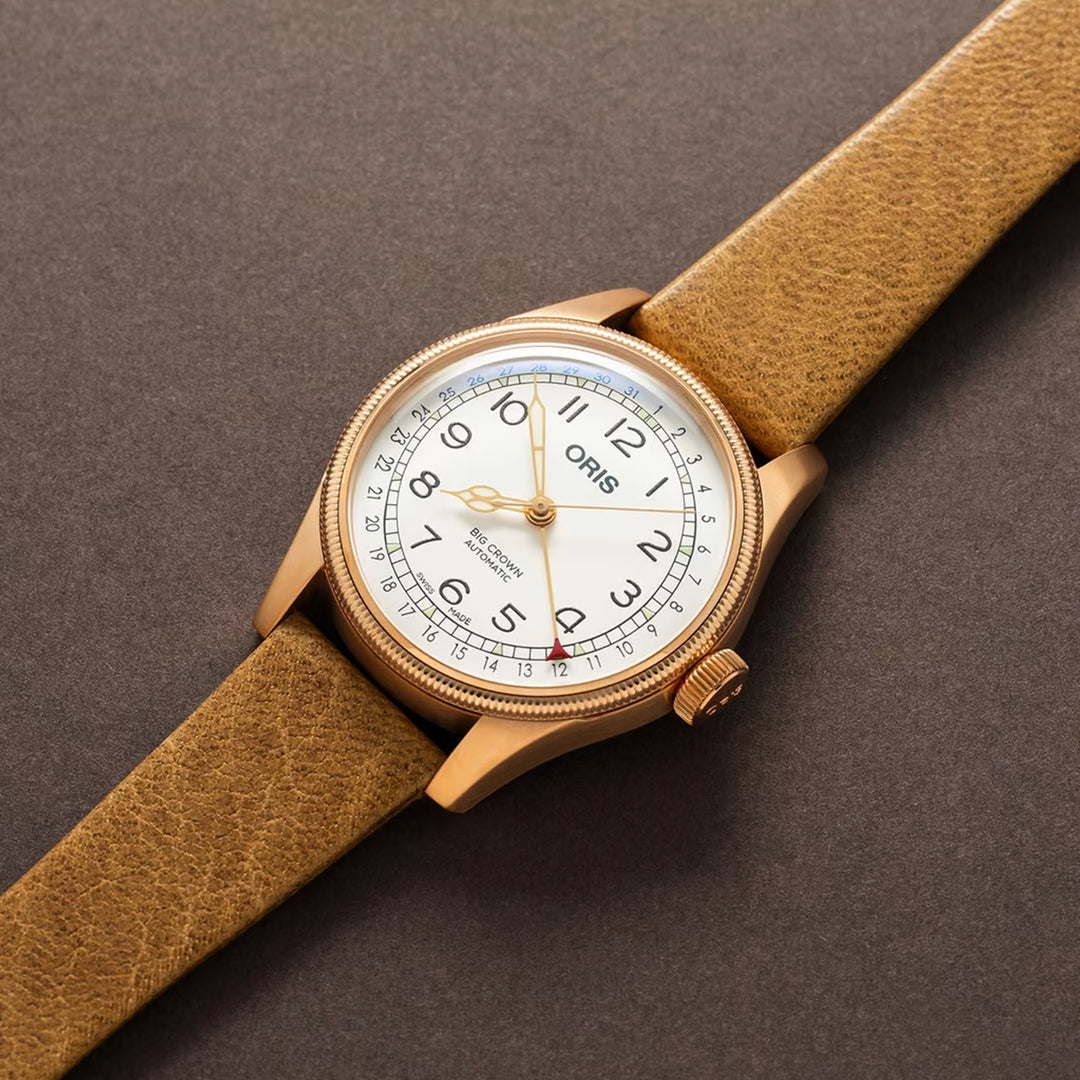 Oris Men's Bronze Tone Case White Dial Limited Edition Pointer Date Automatic Watch