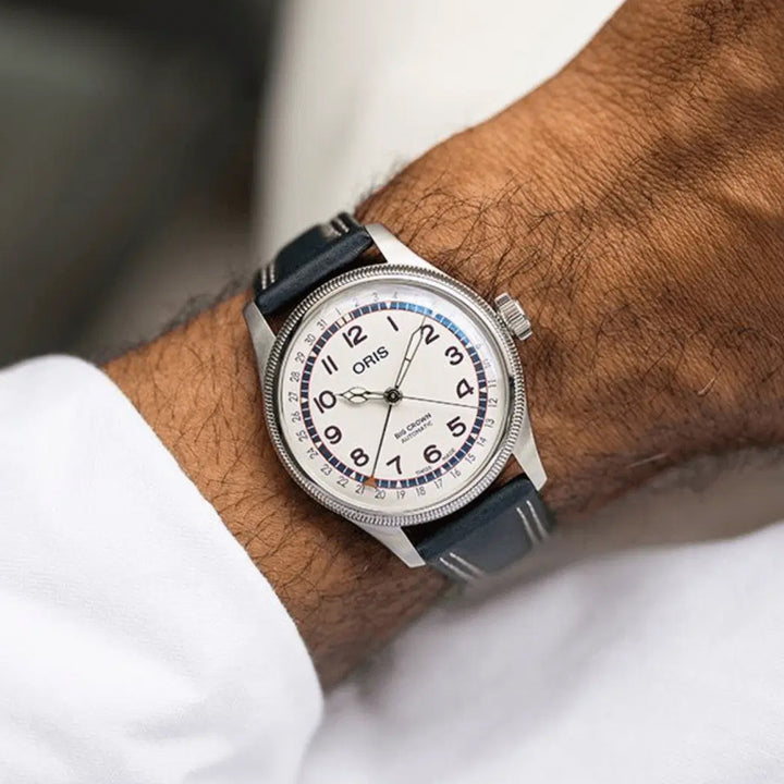 Oris Men's Silver Tone Case White Dial Limited Edition Pointer Date Automatic Watch
