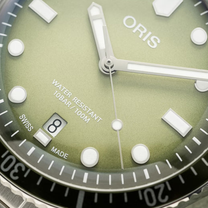 Oris Men's Silver Tone Case Green Dial Automatic Watch