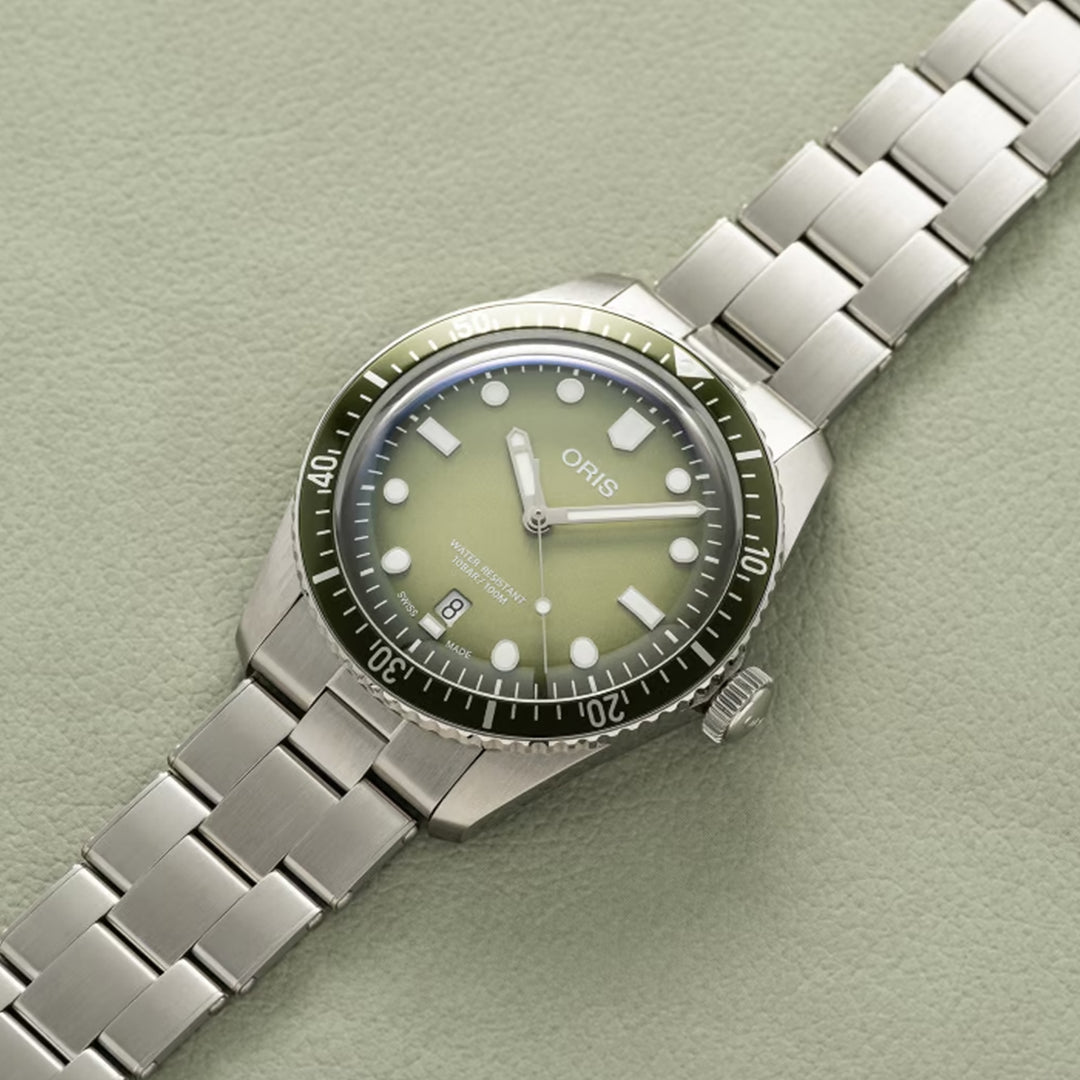 Oris Men's Silver Tone Case Green Dial Automatic Watch