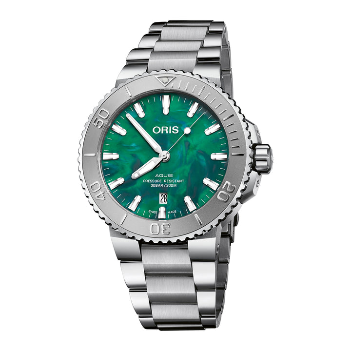 Oris Men's Silver Tone Case Green Dial Automatic Watch