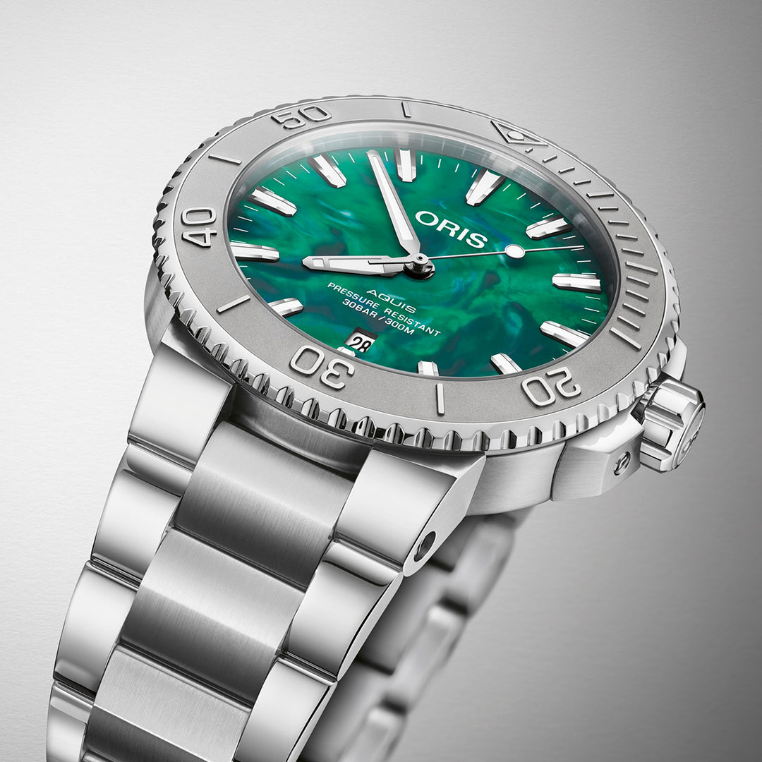 Oris Men's Silver Tone Case Green Dial Automatic Watch