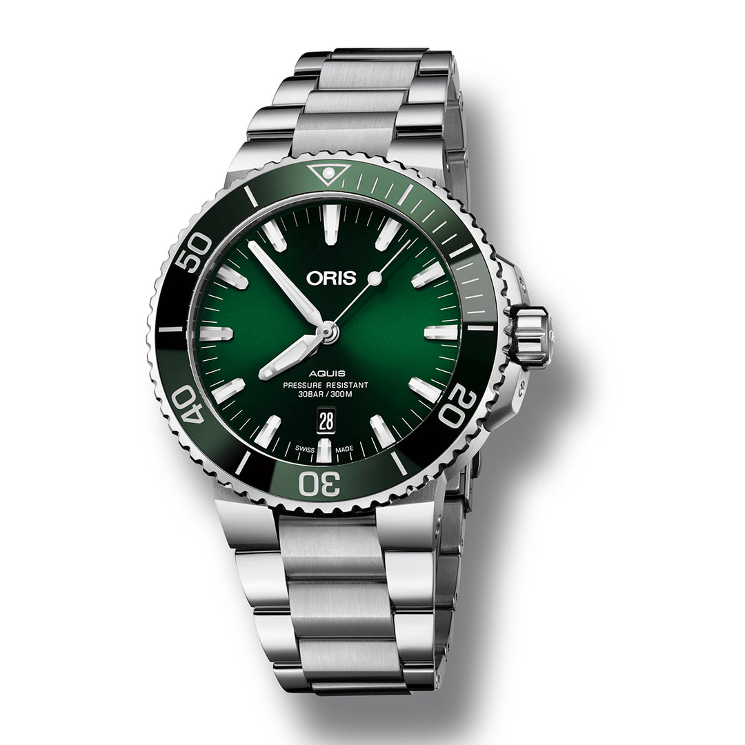 Oris Men's Silver Tone Case Green Dial Automatic Watch