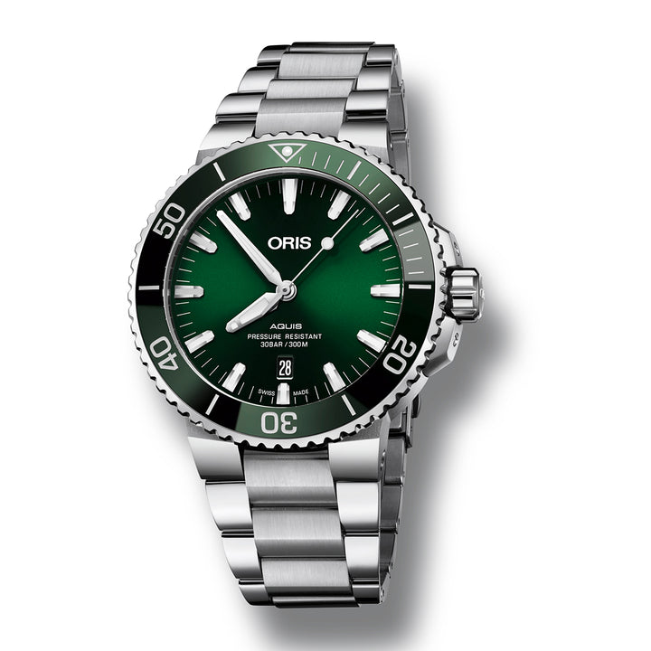 Oris Men's Silver Tone Case Green Dial Automatic Watch