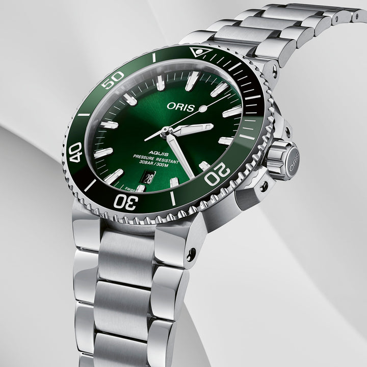 Oris Men's Silver Tone Case Green Dial Automatic Watch