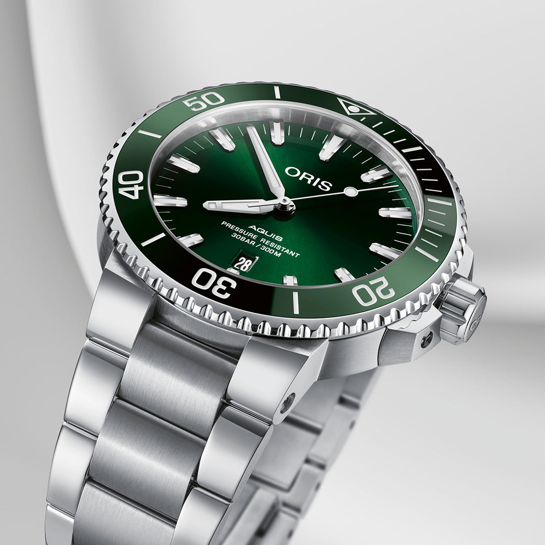 Oris Men's Silver Tone Case Green Dial Automatic Watch