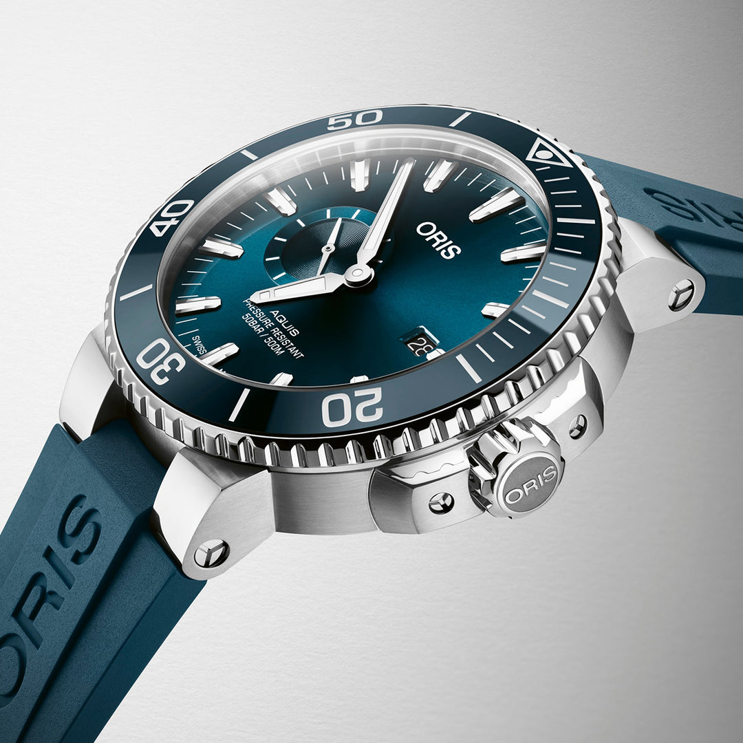 Oris Men's Silver Tone Case Blue Dial Automatic Watch