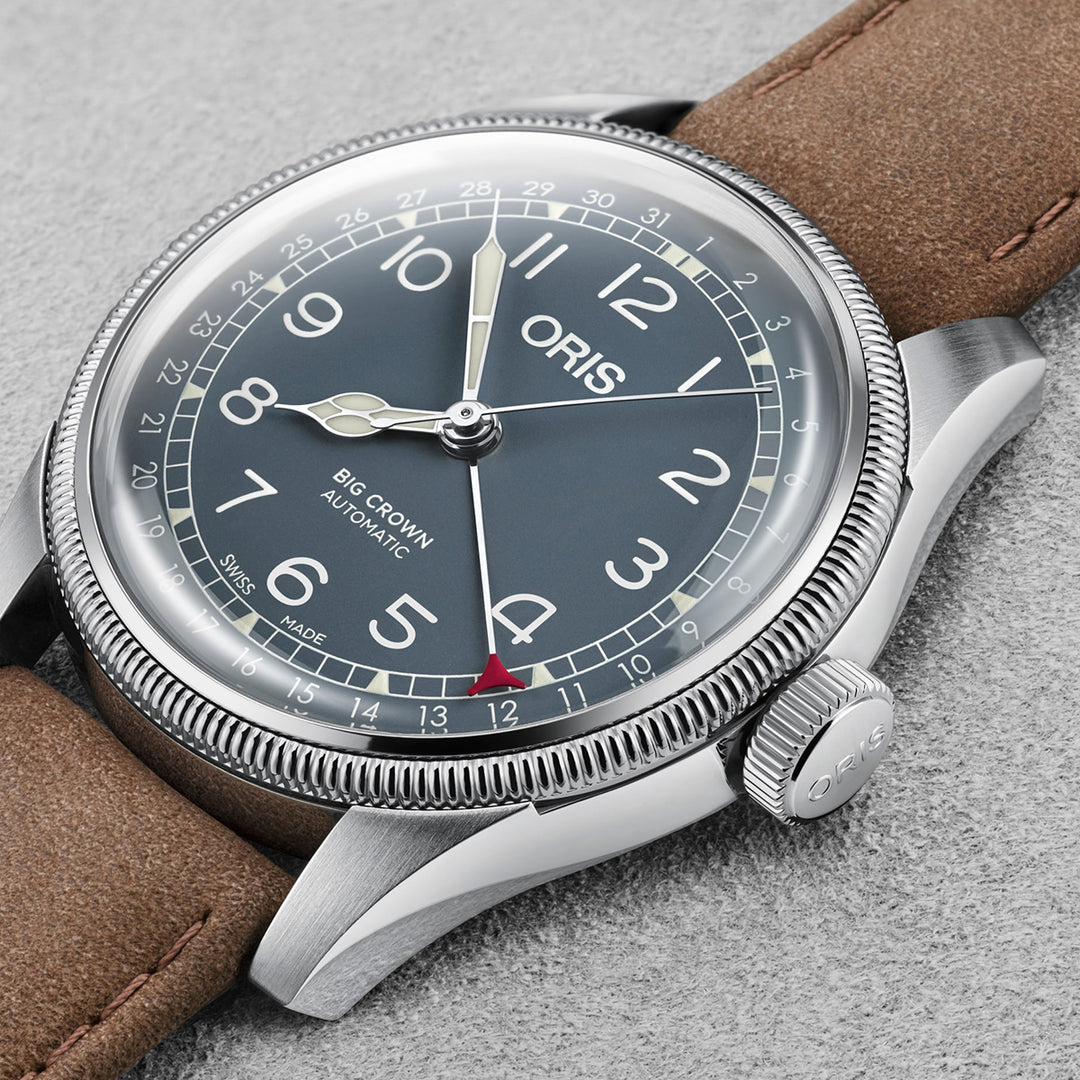 Oris Men's Silver Tone Case Green Dial Pointer Date Automatic Watch