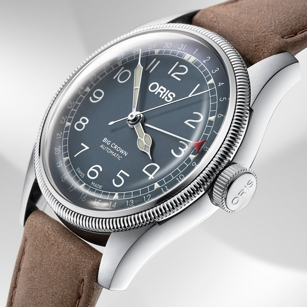 Oris Men's Silver Tone Case Green Dial Pointer Date Automatic Watch