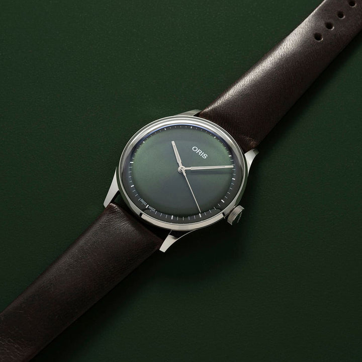 Oris Unisex Silver Tone Case Green Dial Automatic Watch