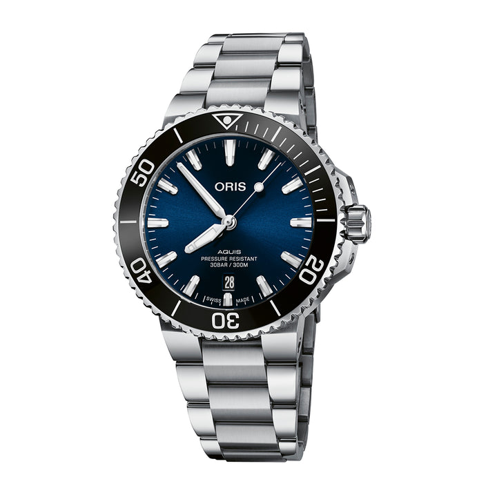 Oris Men's Silver Tone Case Blue Dial Automatic Watch