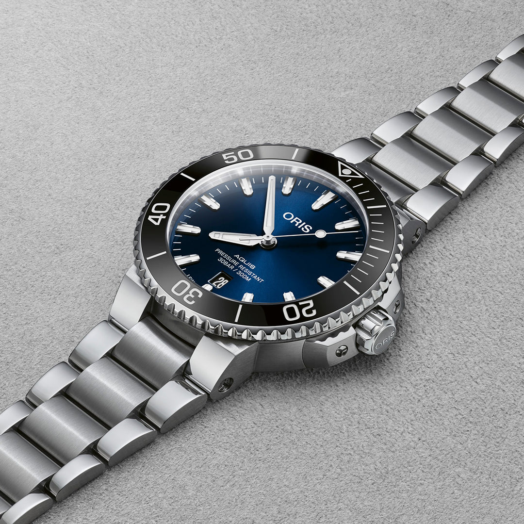Oris Men's Silver Tone Case Blue Dial Automatic Watch