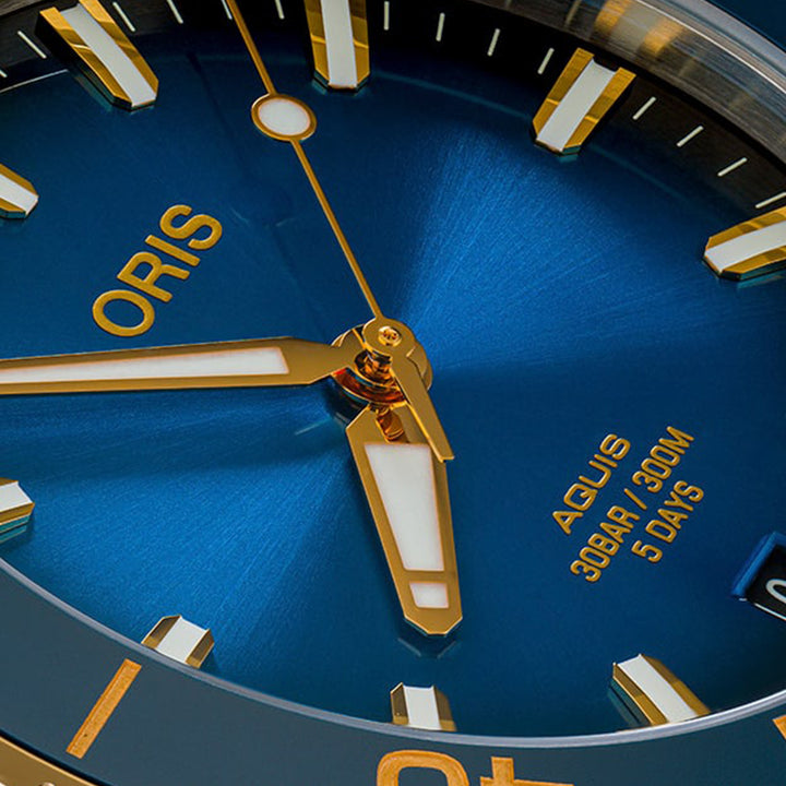 Oris Men's Silver & Gold Tone Case Blue Dial Automatic Watch