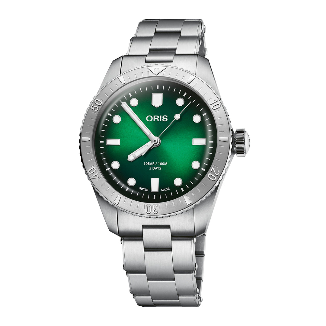 Oris Men's Silver Tone Case Green Dial Automatic Watch