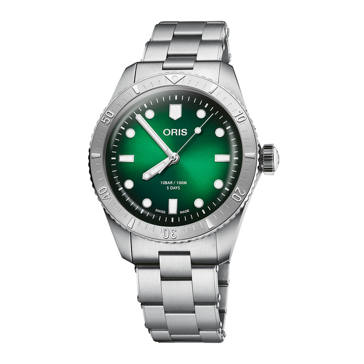 Oris Men's Silver Tone Case Green Dial Automatic Watch