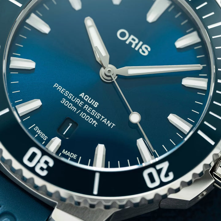 Oris Men's Silver Tone Case Blue Dial Automatic Watch