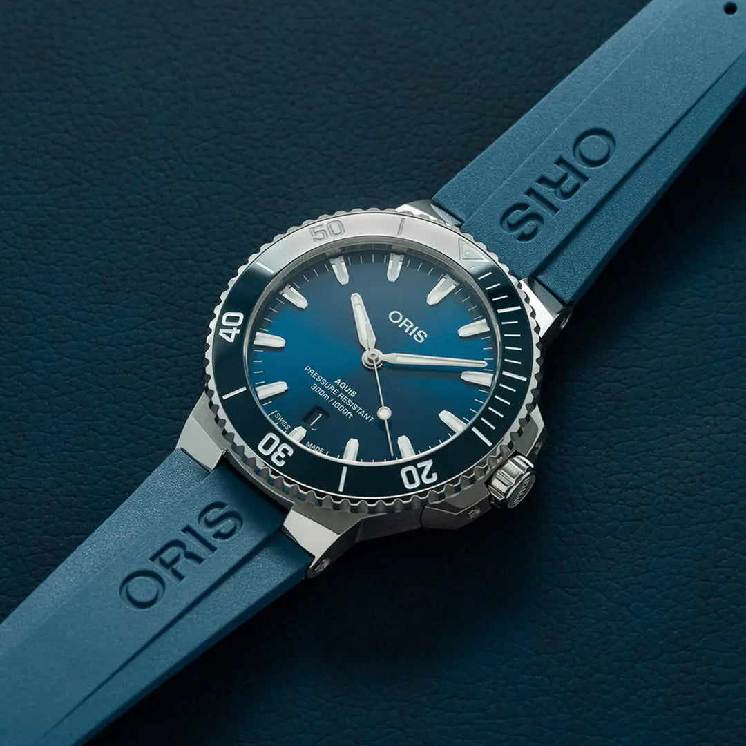 Oris Men's Silver Tone Case Blue Dial Automatic Watch