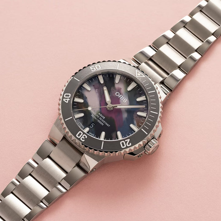 Oris Men's Silver Tone Case Multicoloured Dial Automatic Watch