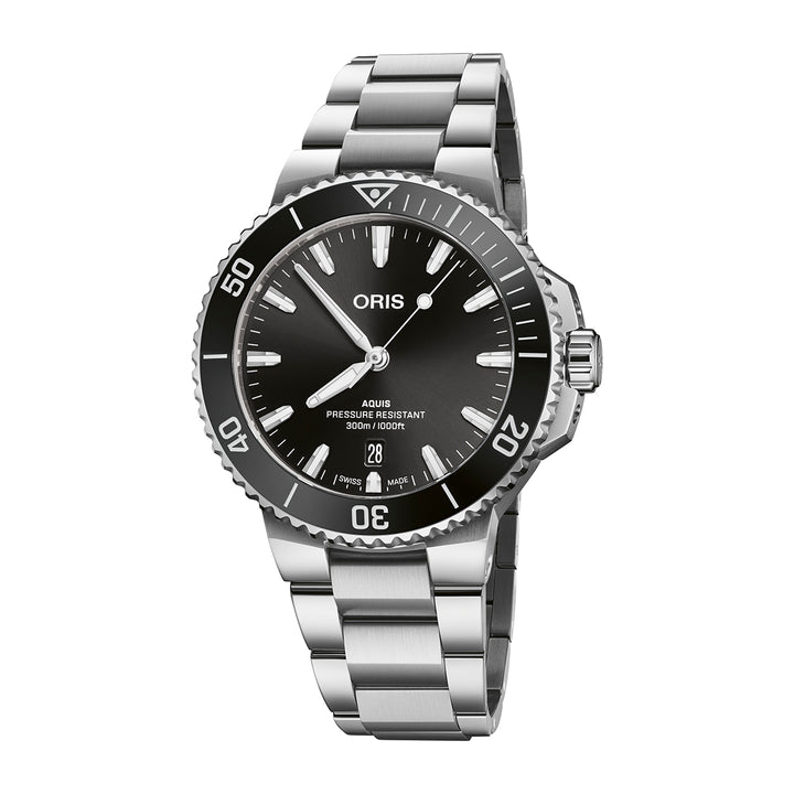 Oris Men's Silver Tone Case Black Dial Automatic Watch