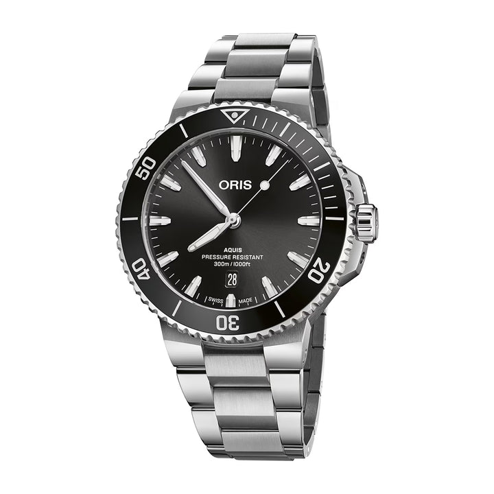 Oris Men's Silver Tone Case Black Dial Automatic Watch