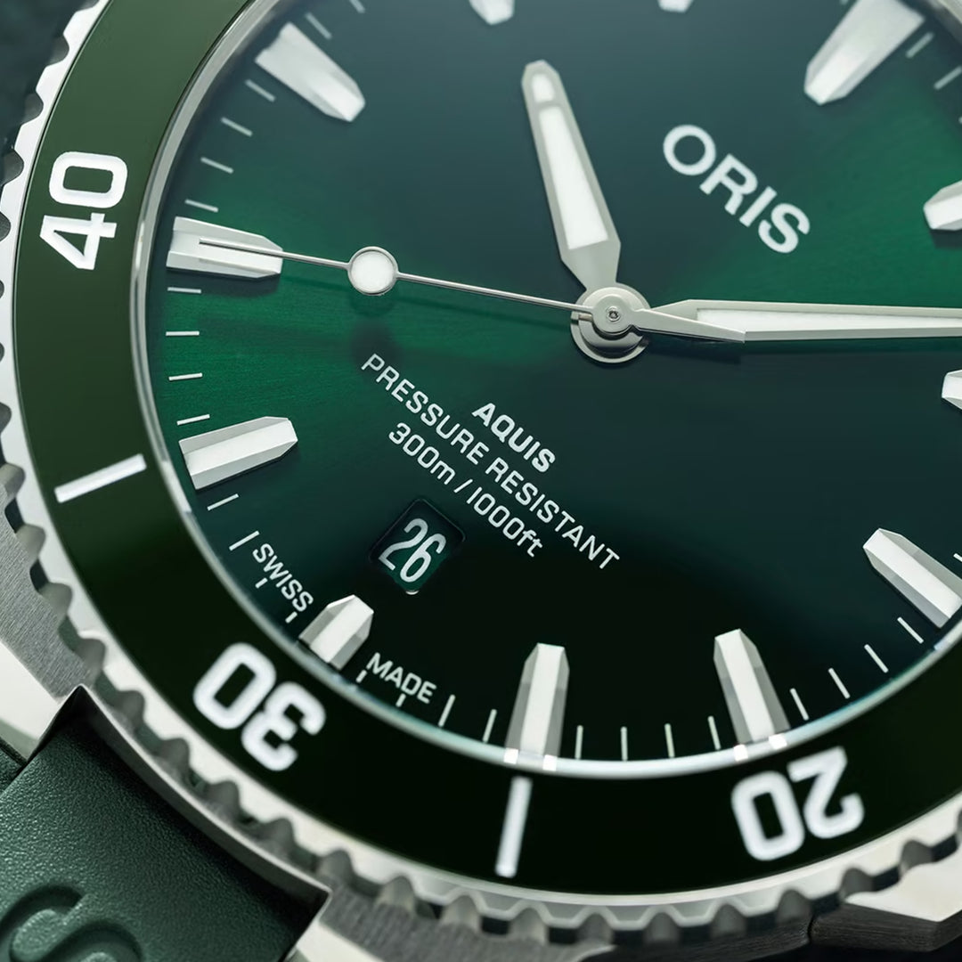 Oris Men's Silver Tone Case Green Dial Automatic Watch