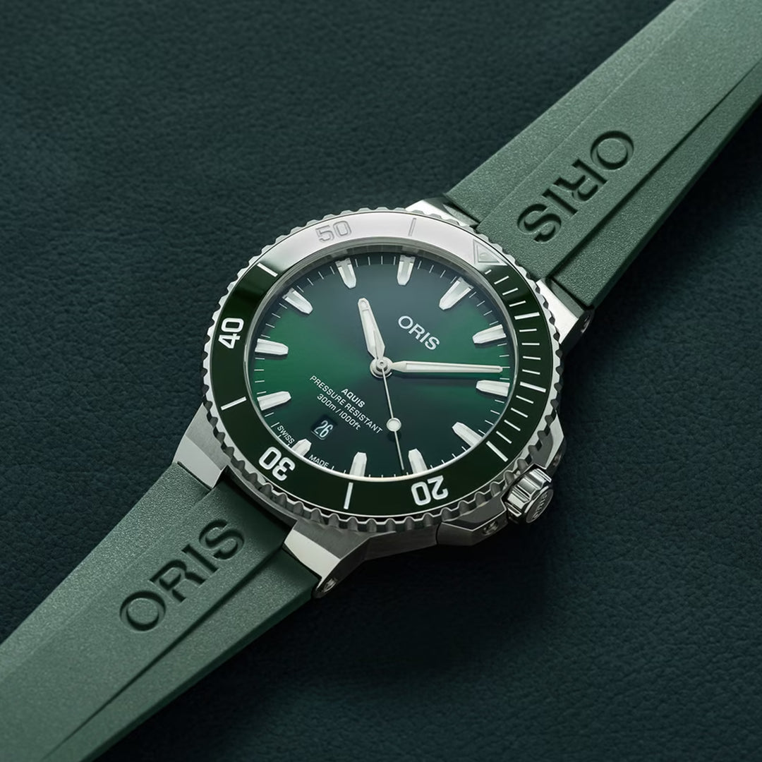 Oris Men's Silver Tone Case Green Dial Automatic Watch