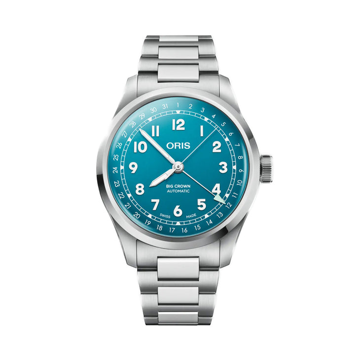 Oris Men's Silver Tone Case Blue Dial Automatic Watch
