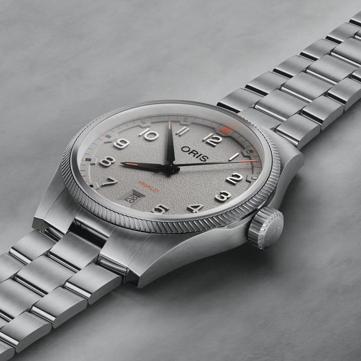 Oris Men's Pro Pilot Silver Tone Case  Grey Dial Automatic Watch