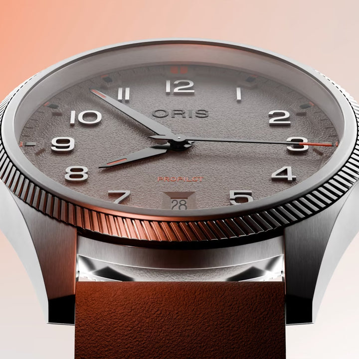 Oris Men's Pro Pilot Silver Tone Case  Grey Dial Automatic Watch