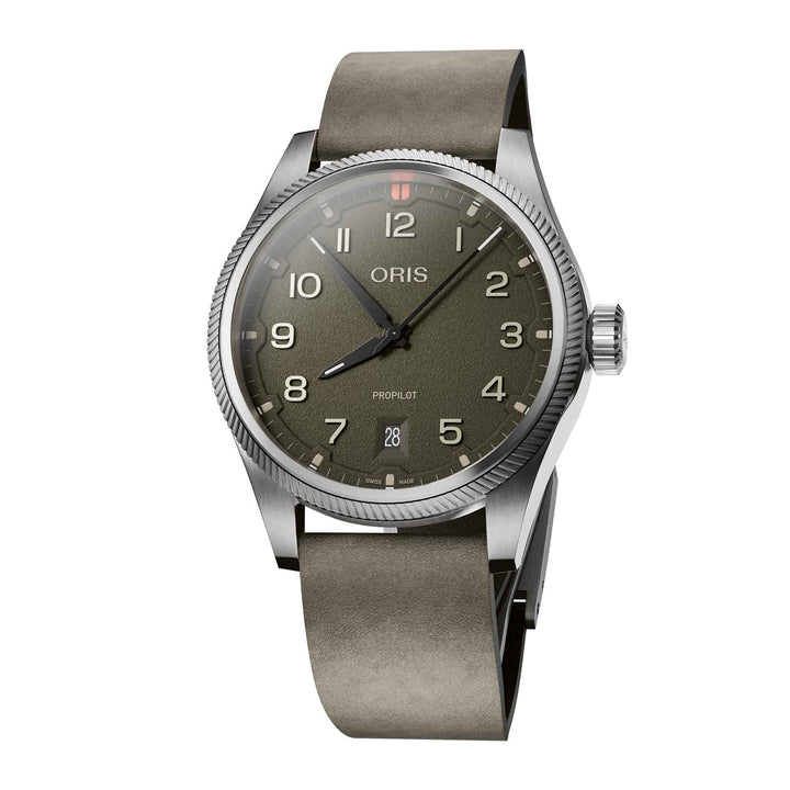 Oris Men's Pro Pilot Silver Tone Case  Green Dial Automatic Watch