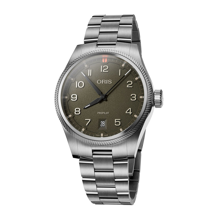 Oris Men's Pro Pilot Silver Tone Case  Green Dial Automatic Watch