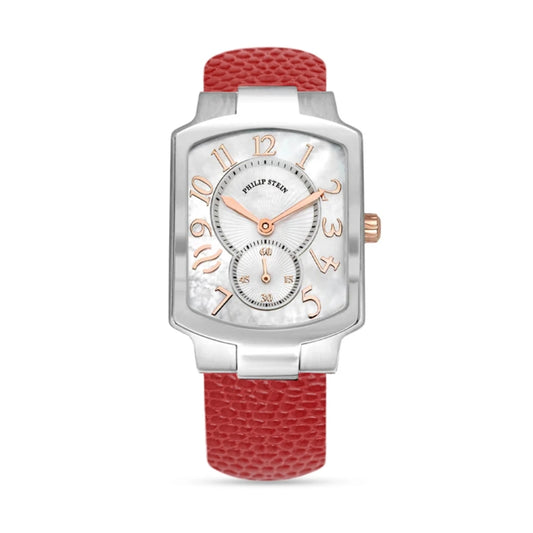 Philip Stein Women's Classic Square Watch with MOP Dial and RG Accents