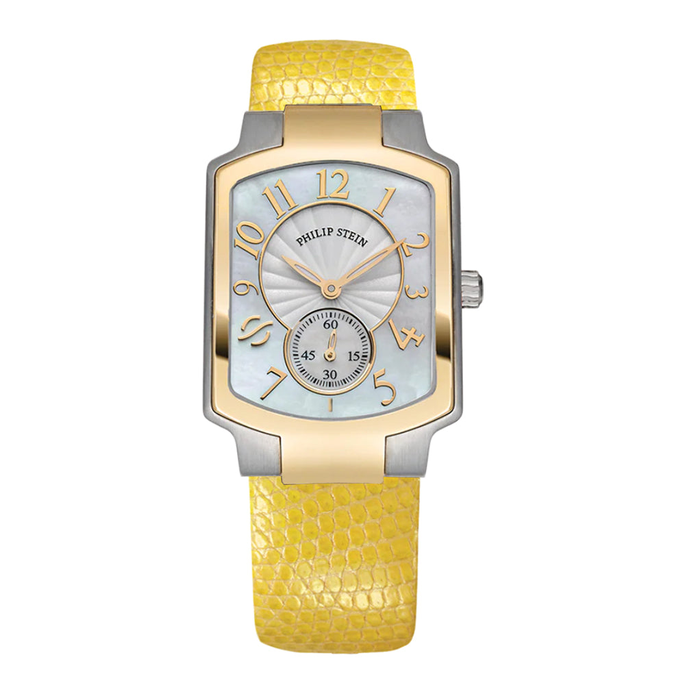 Philip Stein Women's Classic Square Two-tone Gold-plated Watch with MOP Dial - 21TG-FW-CZY
