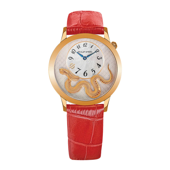 Philip Stein Women's Infinity L. Edition Snake White Dual-time R.Gold-plated Quartz Watch