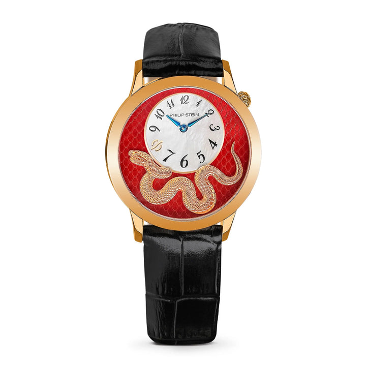 Philip Stein Women's Infinity L. Edition Snake Red Dual-time R.Gold-plated Quartz Watch