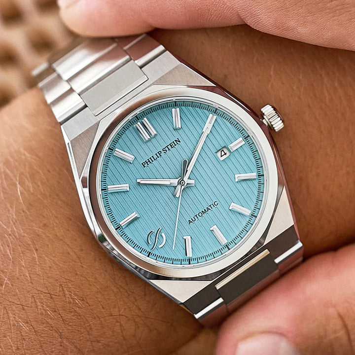 Philip Stein Men's Speed Automatic Watch with Light Blue Dial