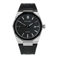 Philip Stein Men's Speed Automatic Watch in Black Dial and Rubber Strap