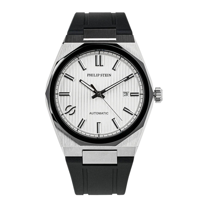 Philip Stein Men's Speed Automatic Watch in Black Dial and Rubber Strap