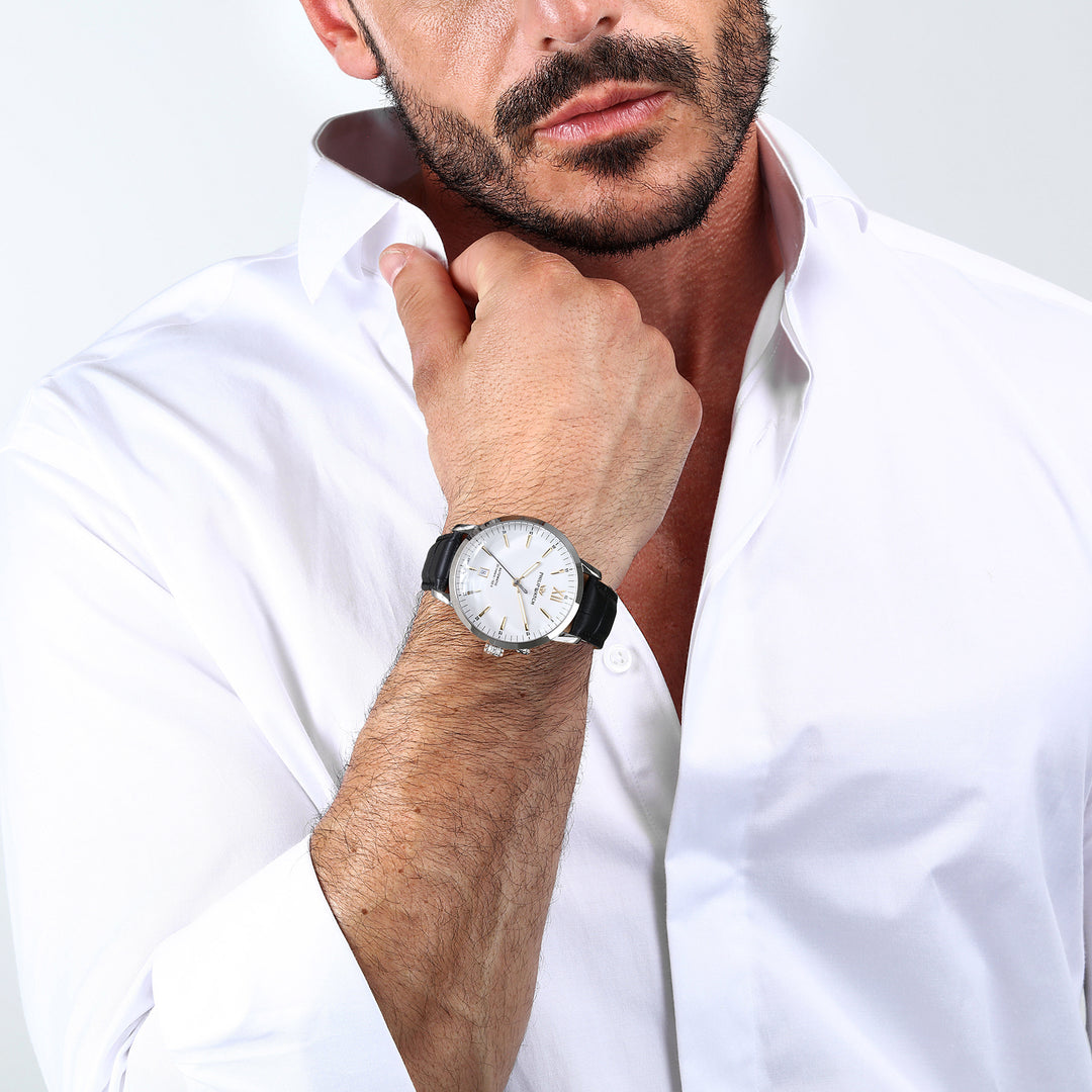 Philip Watch SUNRAY 41MM AUTO WHITE DIAL BLK ST+PEN