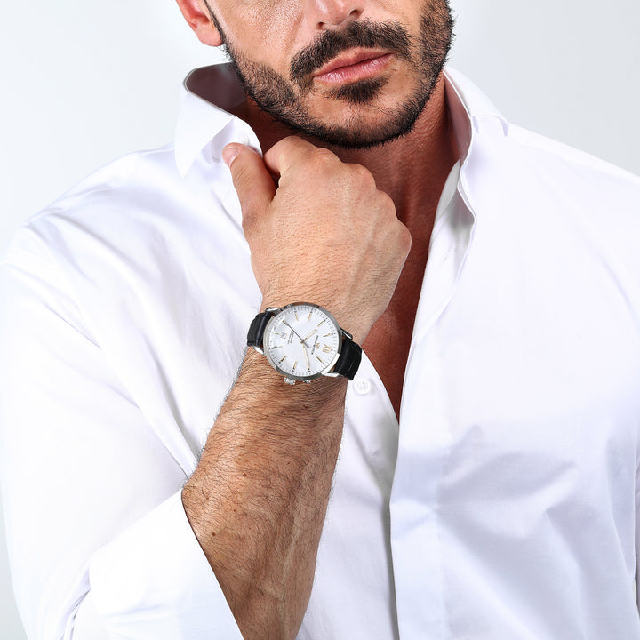 Philip Watch SUNRAY 41MM AUTO WHITE DIAL BLK ST+PEN