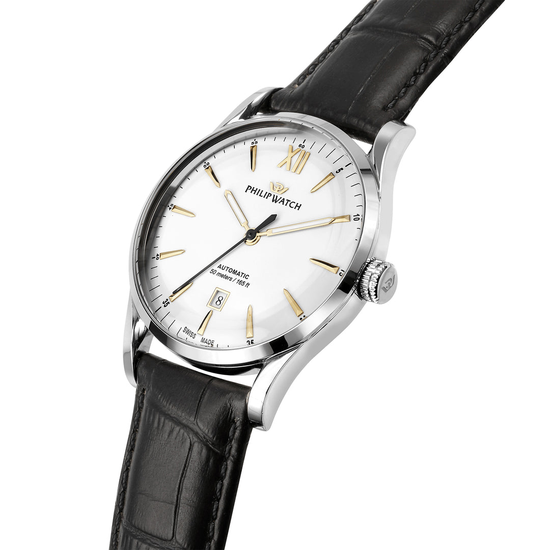 Philip Watch SUNRAY 41MM AUTO WHITE DIAL BLK ST+PEN