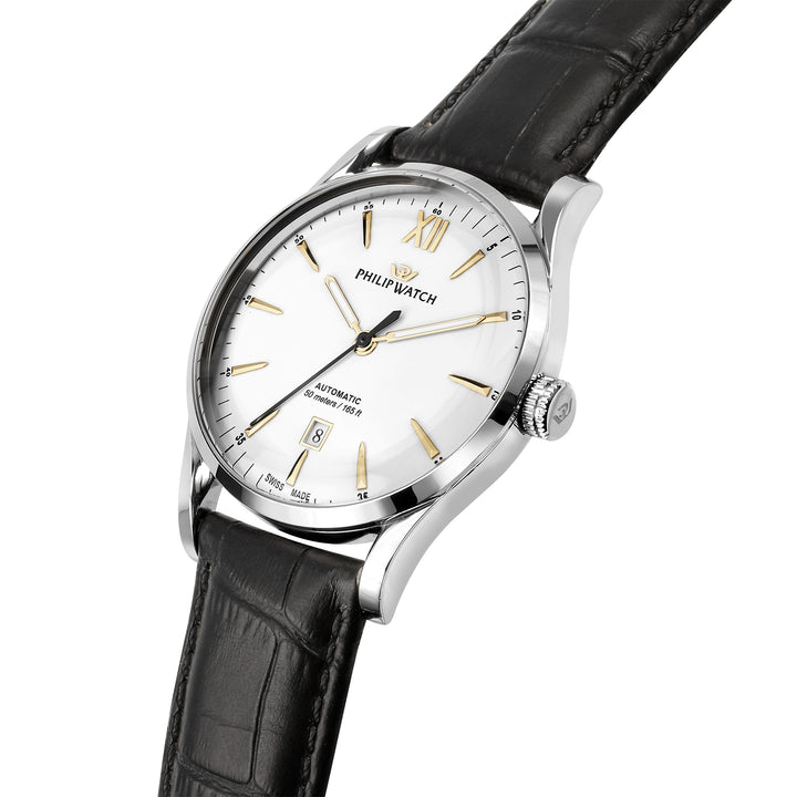 Philip Watch SUNRAY 41MM AUTO WHITE DIAL BLK ST+PEN