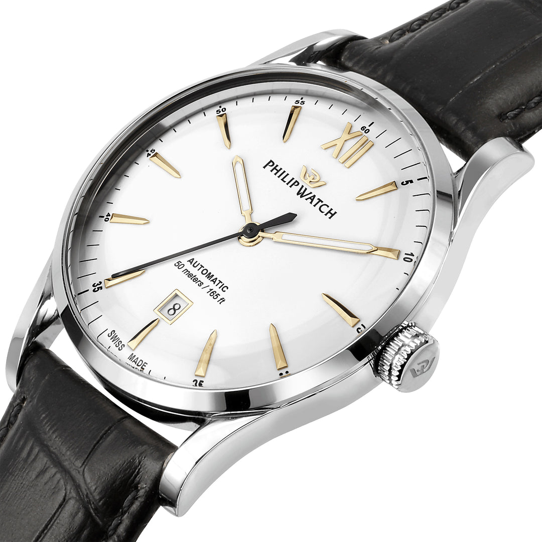 Philip Watch SUNRAY 41MM AUTO WHITE DIAL BLK ST+PEN