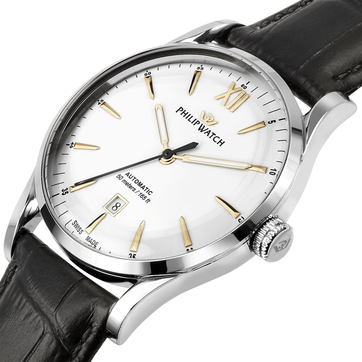 Philip Watch SUNRAY 41MM AUTO WHITE DIAL BLK ST+PEN