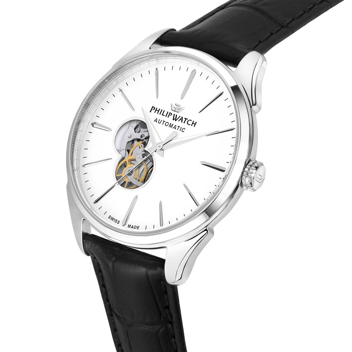 Philip Watch ROMA 41MM AUTO W/SILVER DIAL BLACK ST